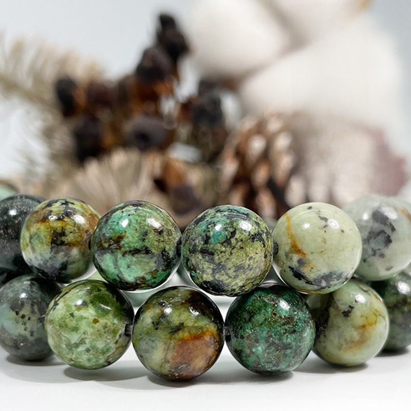 Natural African Turquoise Round Loose Semi Gemstone Beads for Jewelry Making