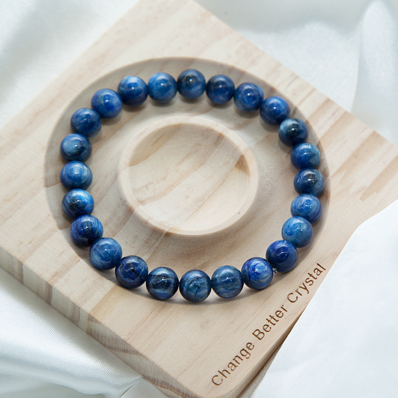 Kyanite Bracelet for Women Natural Gemstone Round Stone Crystal Beads for Beaded Elastic Bracelet