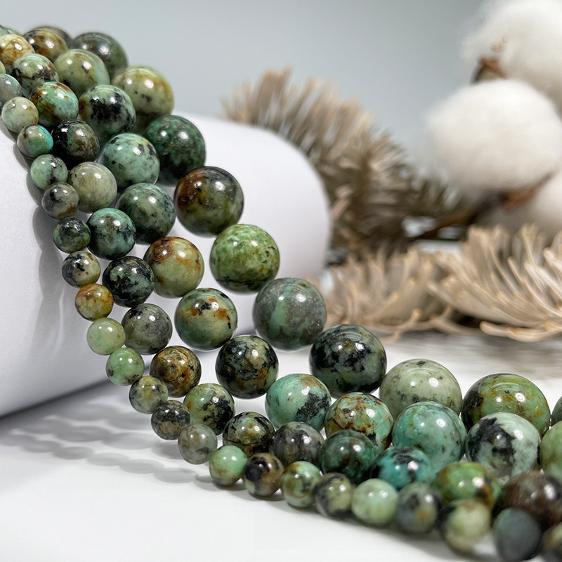 Natural African Turquoise Round Loose Semi Gemstone Beads for Jewelry Making