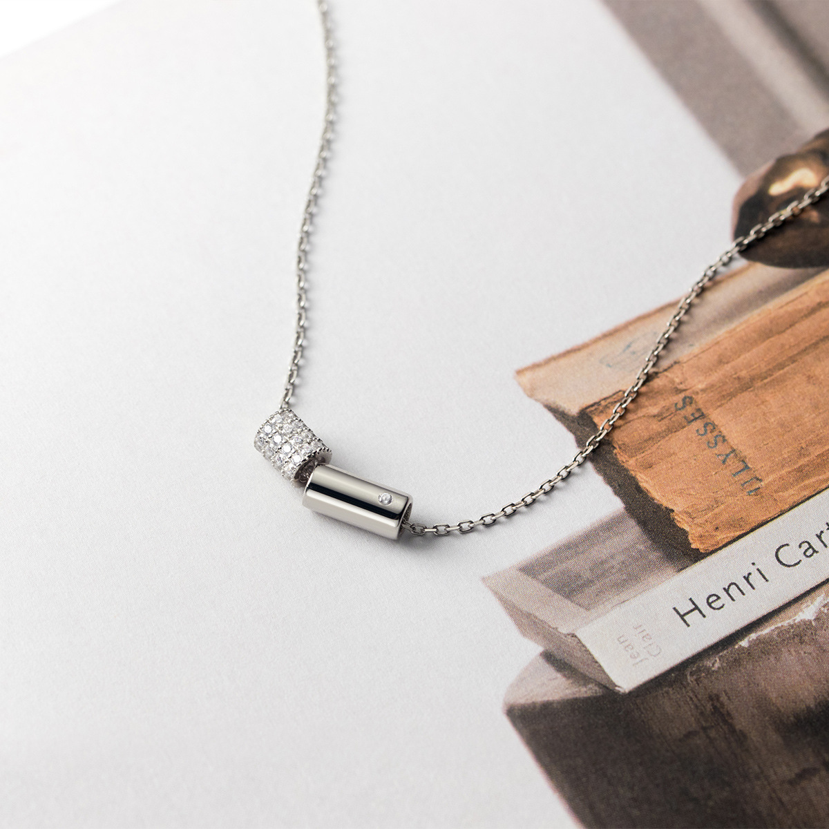 #214 Silver Necklace925 Sterling Silver Necklace Pendant with zircon