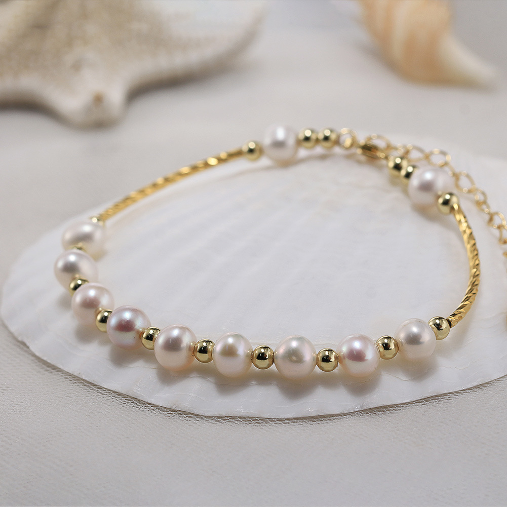 S925 Sterling Silver Bracelet with Freshwater Pearl for Woment