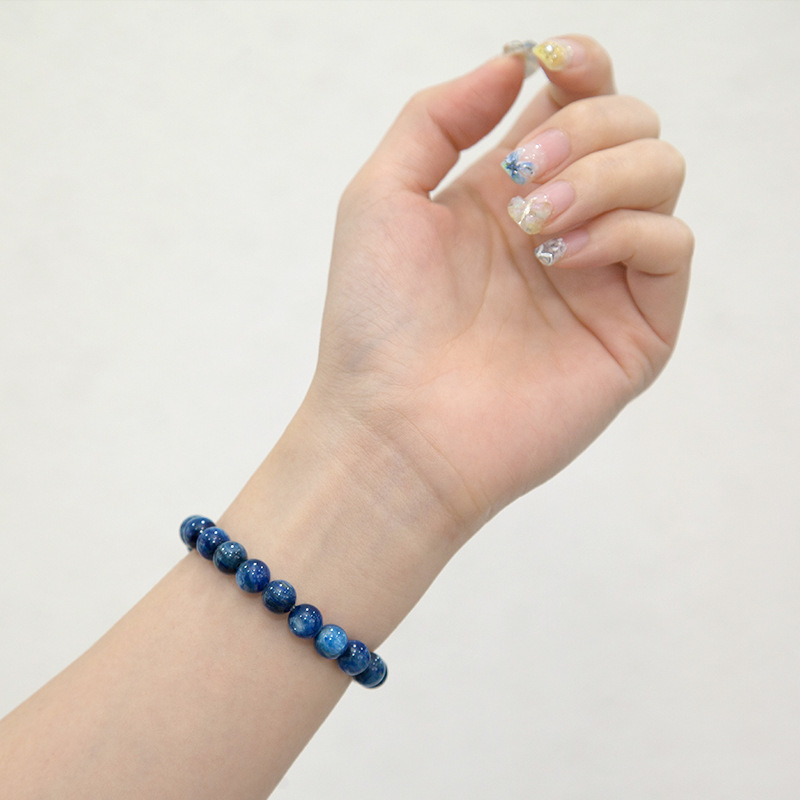 Kyanite Bracelet for Women Natural Gemstone Round Stone Crystal Beads for Beaded Elastic Bracelet