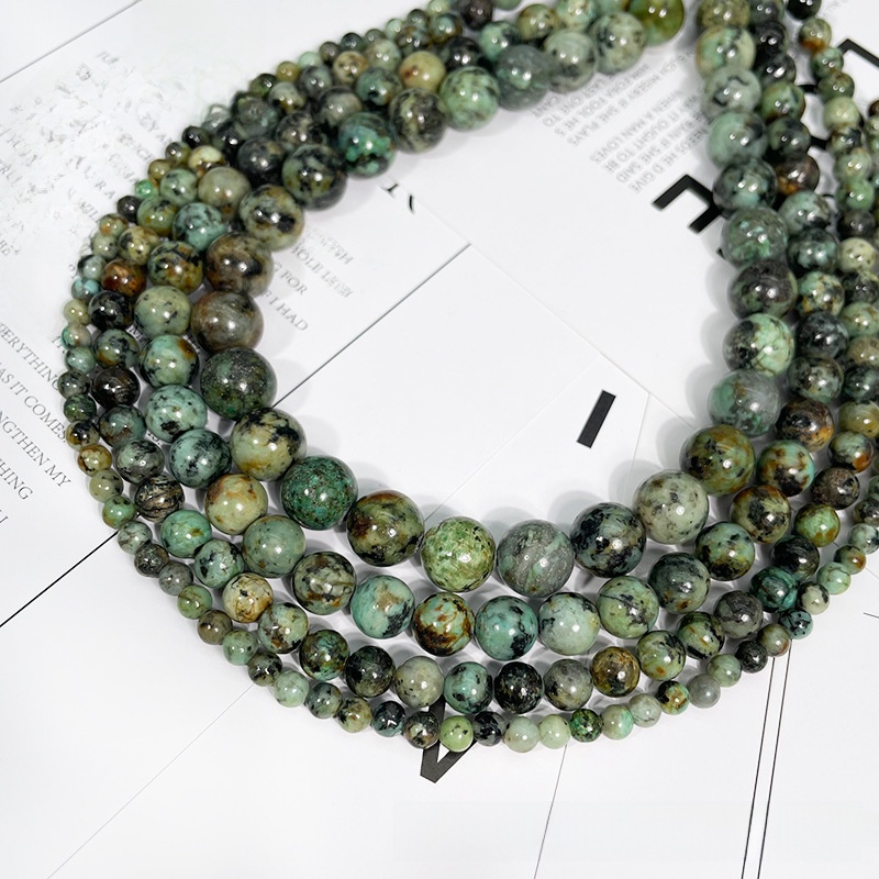 Natural African Turquoise Round Loose Semi Gemstone Beads for Jewelry Making