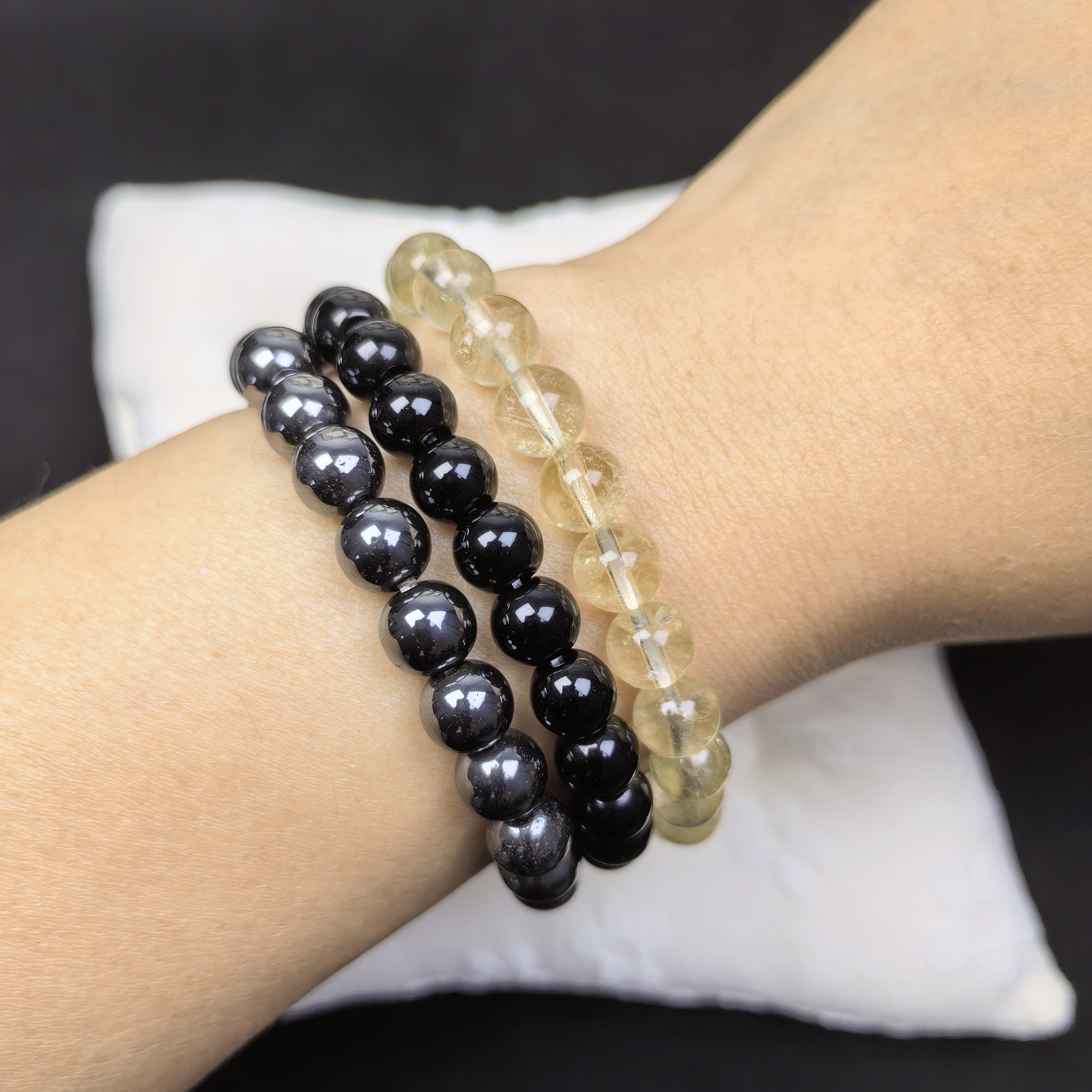 3pcs/set Healing Crystal Bracelets for Women 8mm Tiger Eye Hematite Black Obsidian Natural Stone Beaded Stretch Bracelet Triple Protection Handmade Gemstone Reiki Spiritual Jewelry Gifts