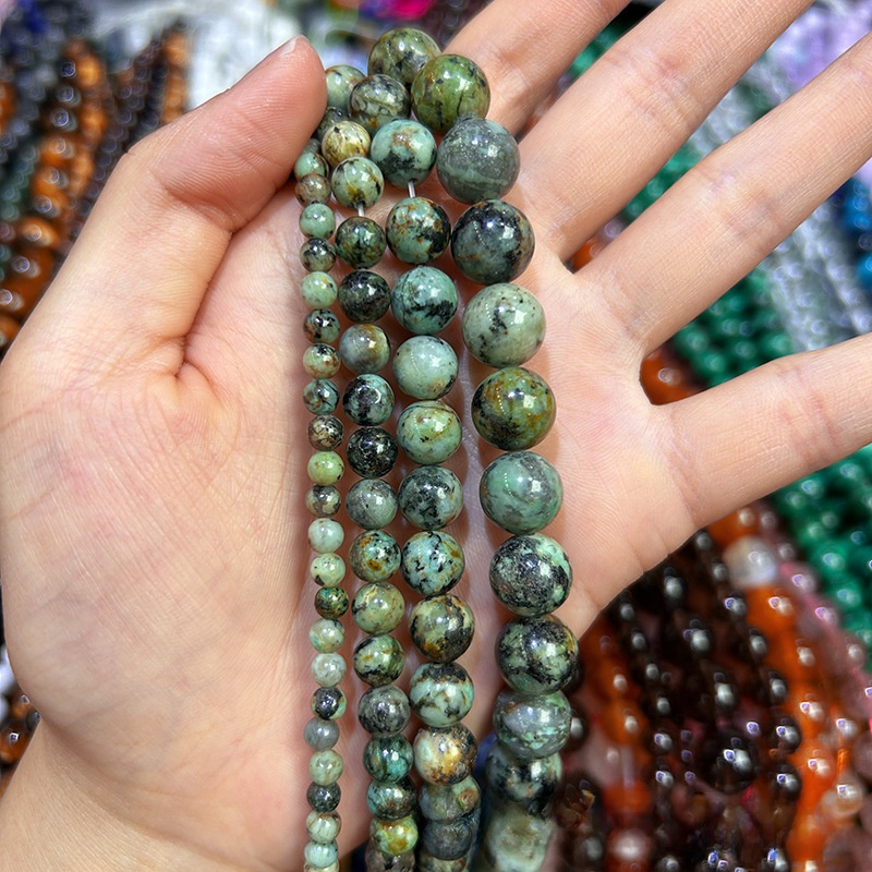 Natural African Turquoise Round Loose Semi Gemstone Beads for Jewelry Making