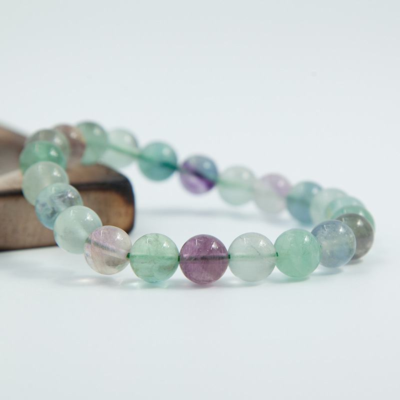 Fluorite Bracelet for Women Natural Gemstone Round Stone Crystal Beads for Beaded Elastic Bracelet