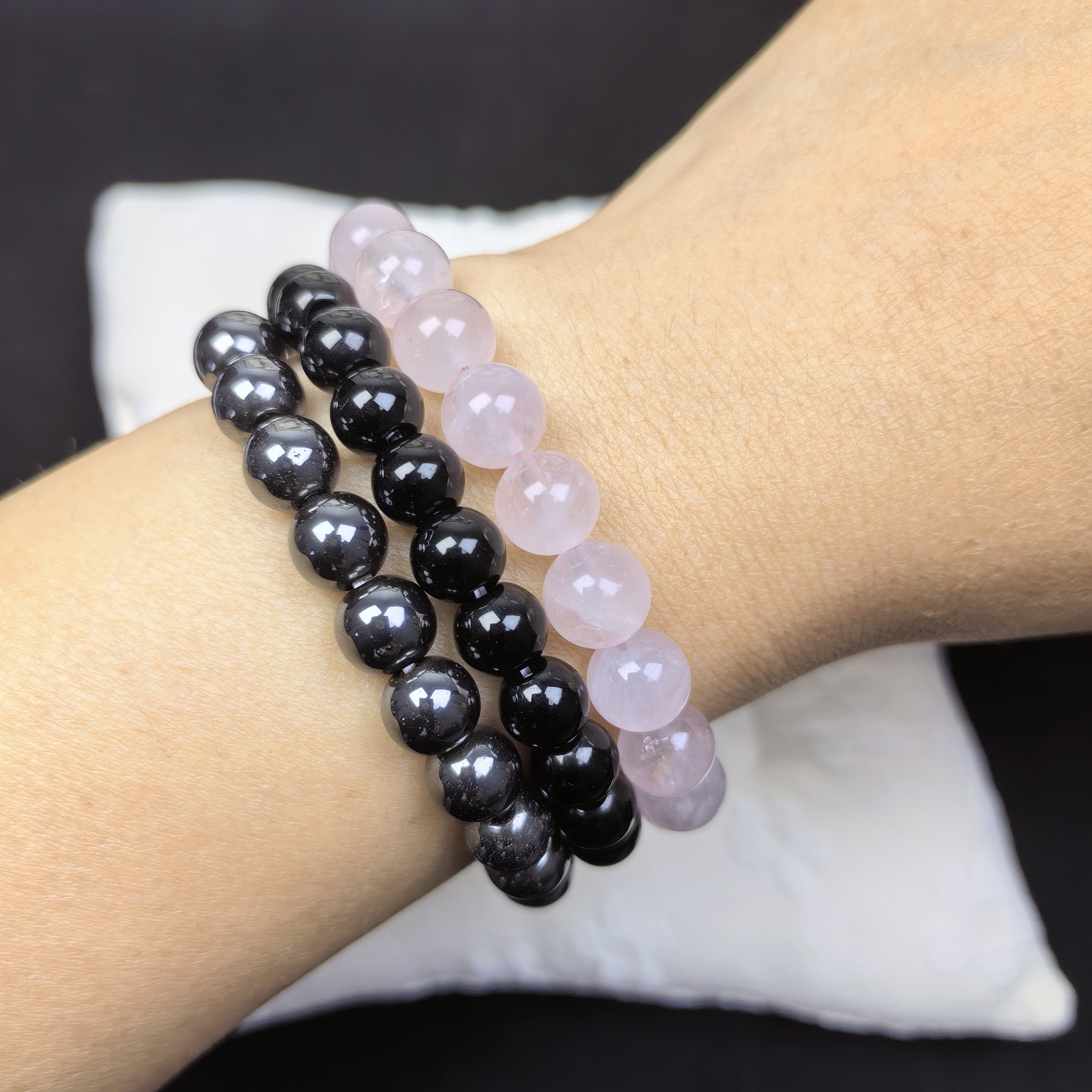 3pcs/set Healing Crystal Bracelets for Women 8mm Tiger Eye Hematite Black Obsidian Natural Stone Beaded Stretch Bracelet Triple Protection Handmade Gemstone Reiki Spiritual Jewelry Gifts