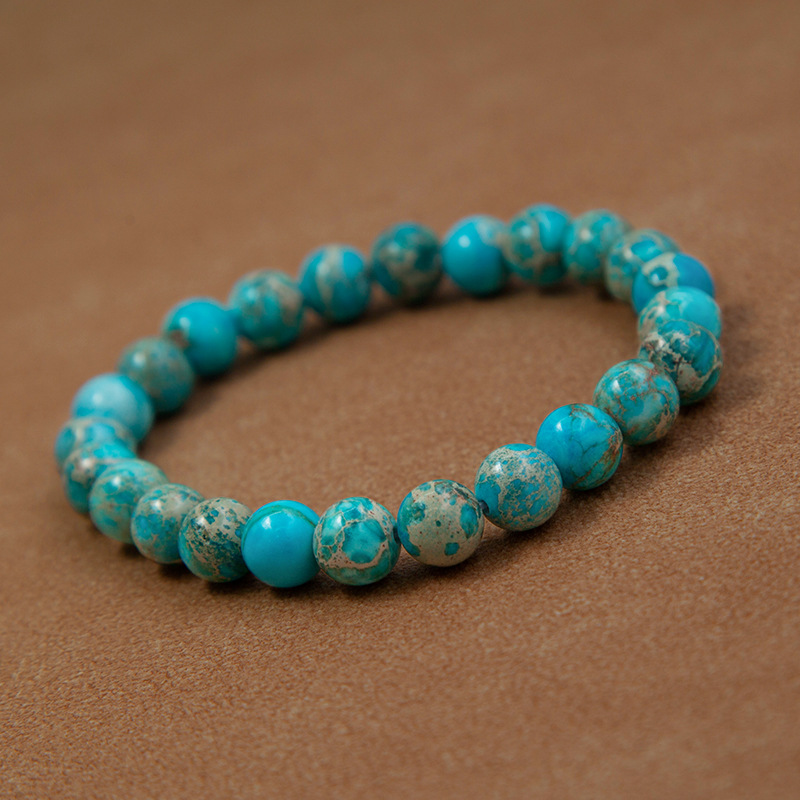 Imperial Jasper Bracelet for Women Natural Gemstone Round Stone Crystal Beads for Beaded Elastic Bracelet