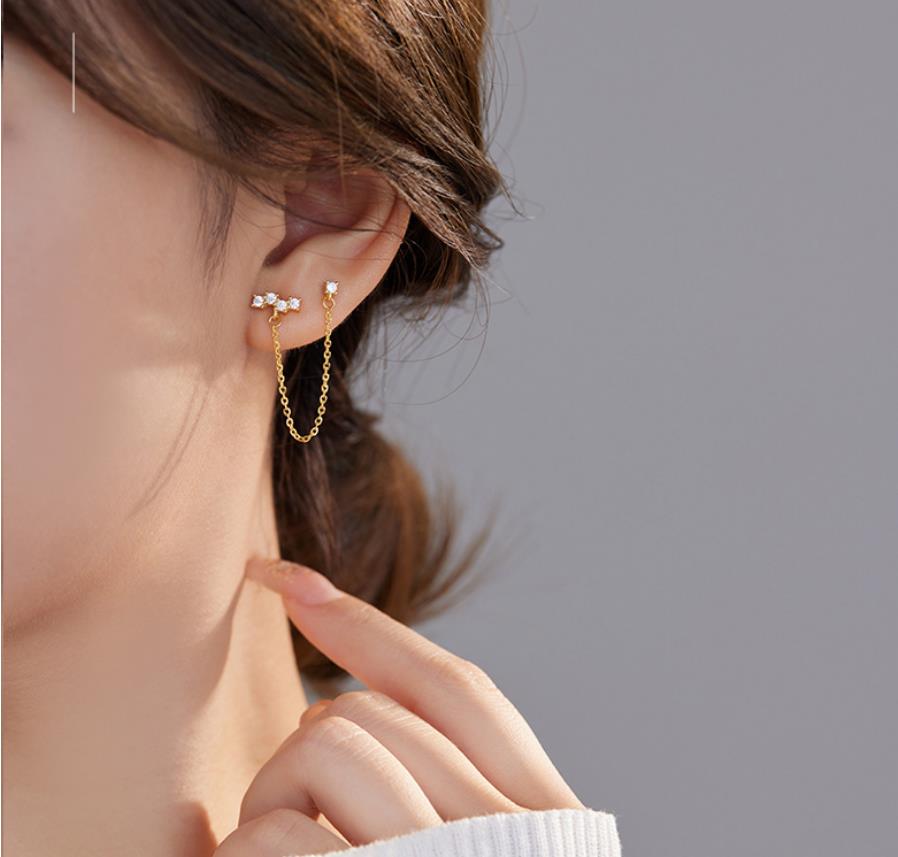 S925 Sterling Silver Dangle Earrings Chain Earrings Simple Design for Women