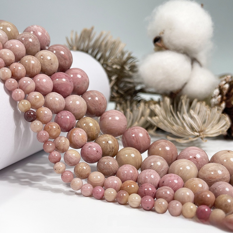 Natural Pink Rhodorite Turquoise Round Loose Semi Gemstone Beads for Jewelry Making
