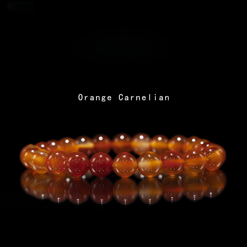 Orange carnelian Bracelet for Women Natural Gemstone Round Stone Crystal Beads for Beaded Elastic Bracelet