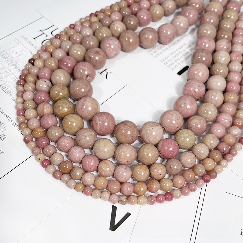 Natural Pink Rhodorite Turquoise Round Loose Semi Gemstone Beads for Jewelry Making