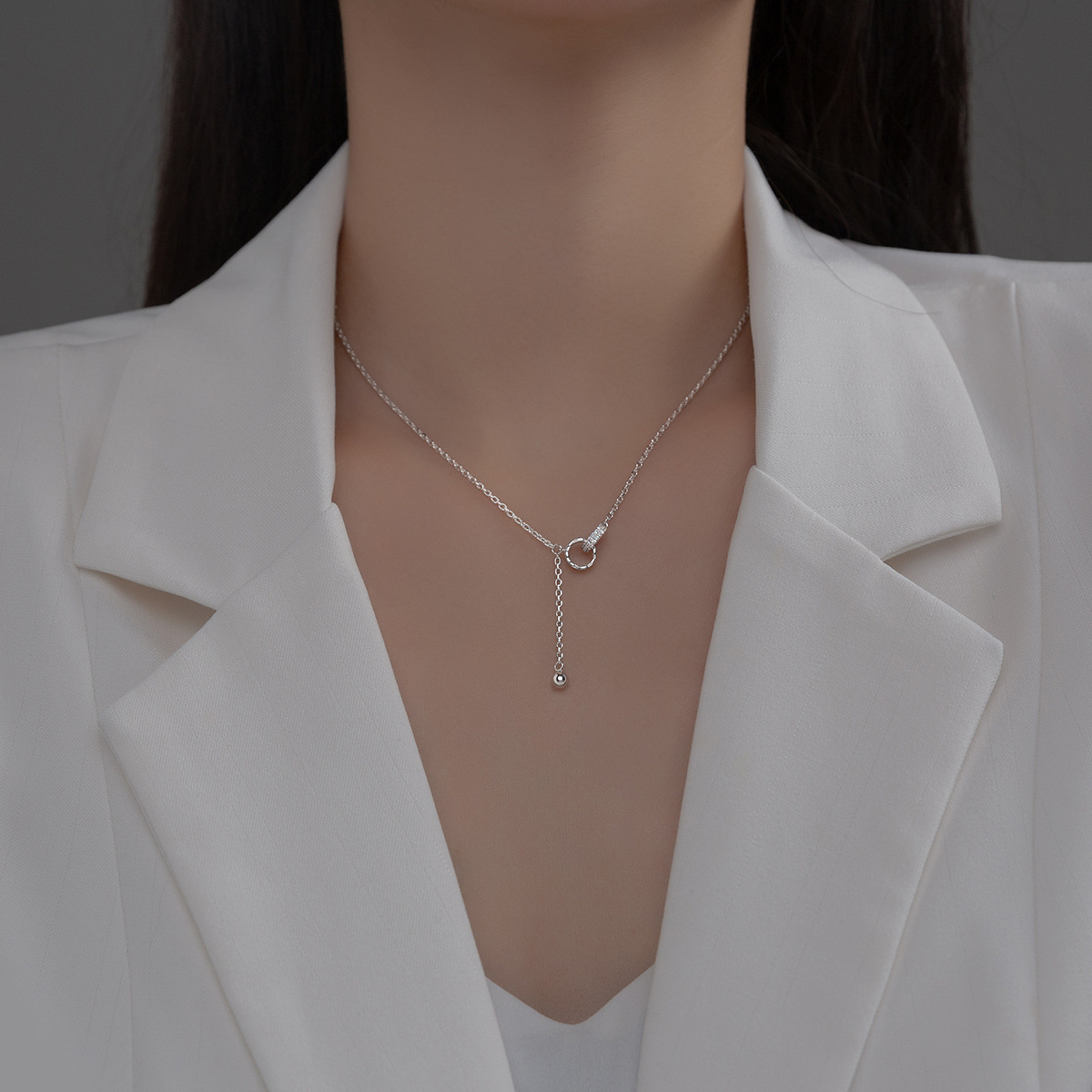 #220 Silver Necklace 925 Sterling Silver Pendant Necklace with Zircon