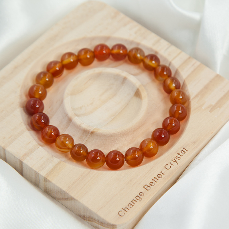 Orange carnelian Bracelet for Women Natural Gemstone Round Stone Crystal Beads for Beaded Elastic Bracelet