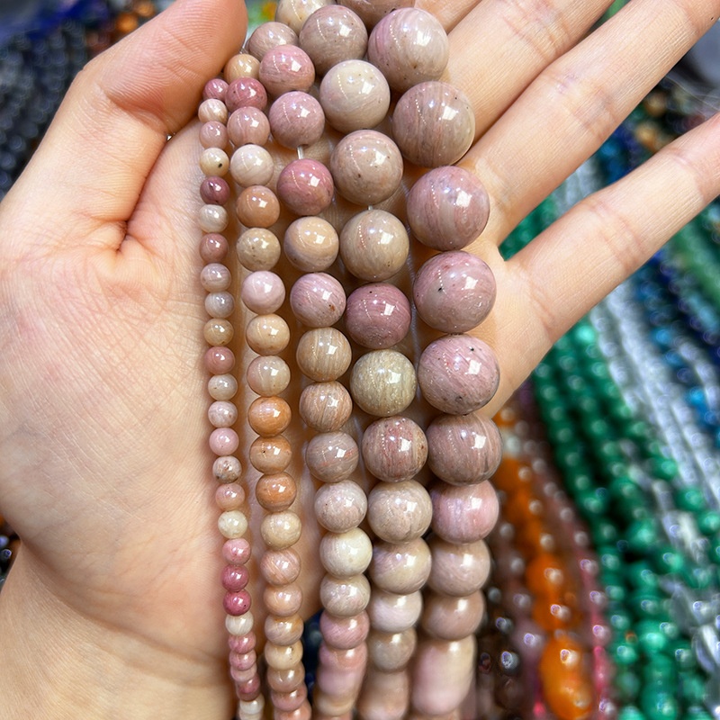 Natural Pink Rhodorite Turquoise Round Loose Semi Gemstone Beads for Jewelry Making