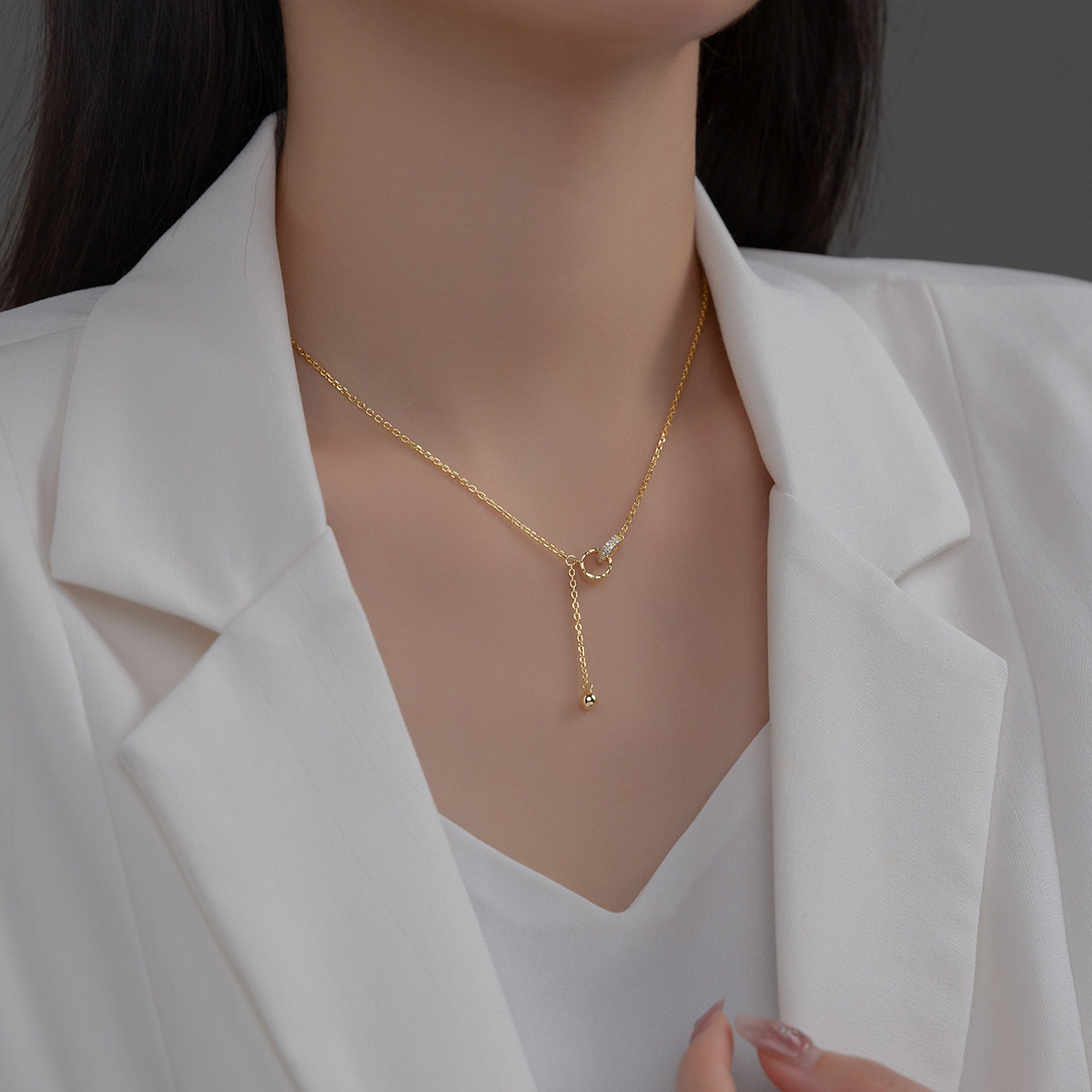 #220 Silver Necklace 925 Sterling Silver Pendant Necklace with Zircon