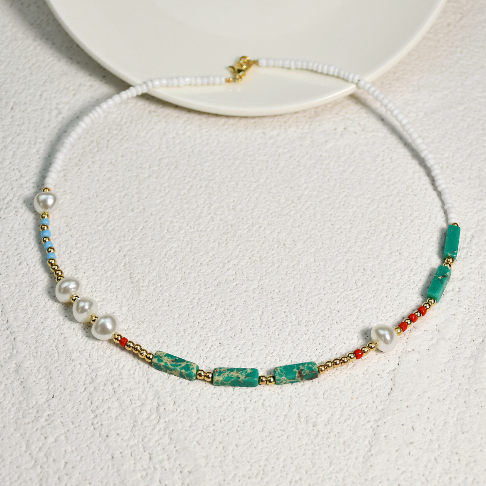 Bohemian-style Healing Crystal Necklace for Women Natural Stone Beaded Stretch Necklace Handmade Gemstone Spiritual Jewelry Gifts