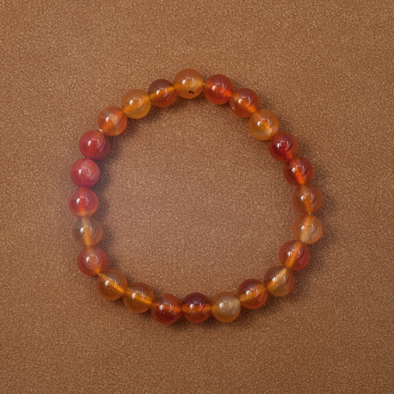 Orange carnelian Bracelet for Women Natural Gemstone Round Stone Crystal Beads for Beaded Elastic Bracelet