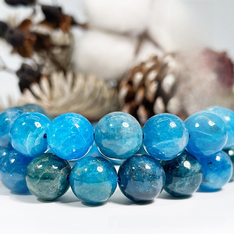 Natural Blue Apatite Round Loose Semi Gemstone Beads for Jewelry Making