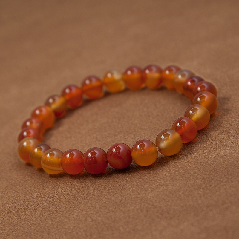 Orange carnelian Bracelet for Women Natural Gemstone Round Stone Crystal Beads for Beaded Elastic Bracelet