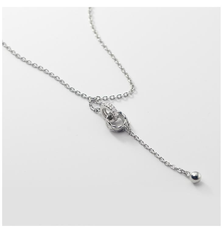 #220 Silver Necklace 925 Sterling Silver Pendant Necklace with Zircon