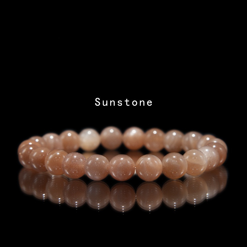 Sunstone Bracelet for Women Natural Gemstone Round Stone Crystal Beads for Beaded Elastic Bracelet