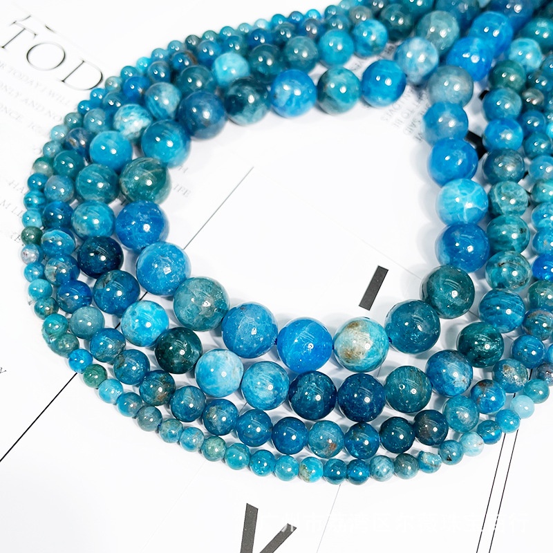 Natural Blue Apatite Round Loose Semi Gemstone Beads for Jewelry Making