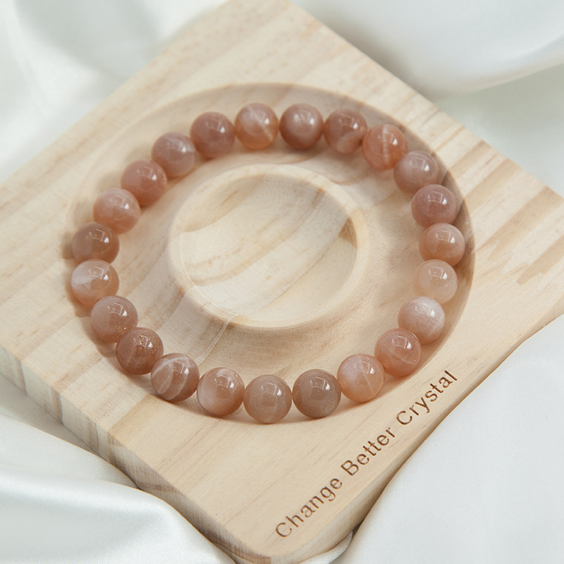 Sunstone Bracelet for Women Natural Gemstone Round Stone Crystal Beads for Beaded Elastic Bracelet