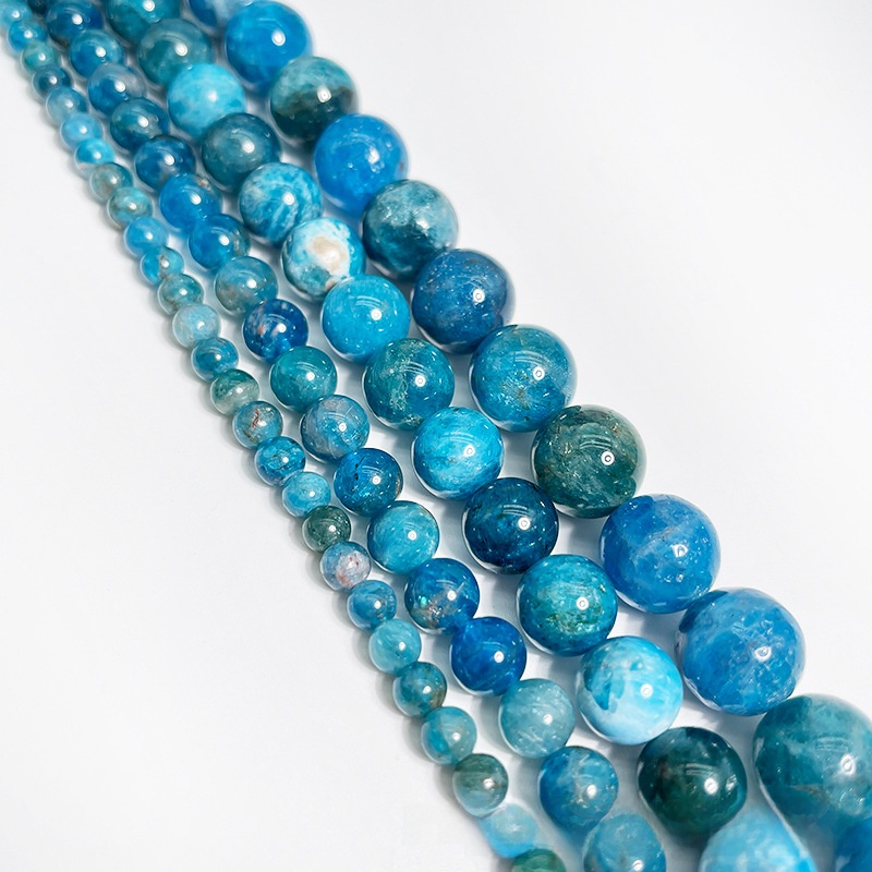 Natural Blue Apatite Round Loose Semi Gemstone Beads for Jewelry Making