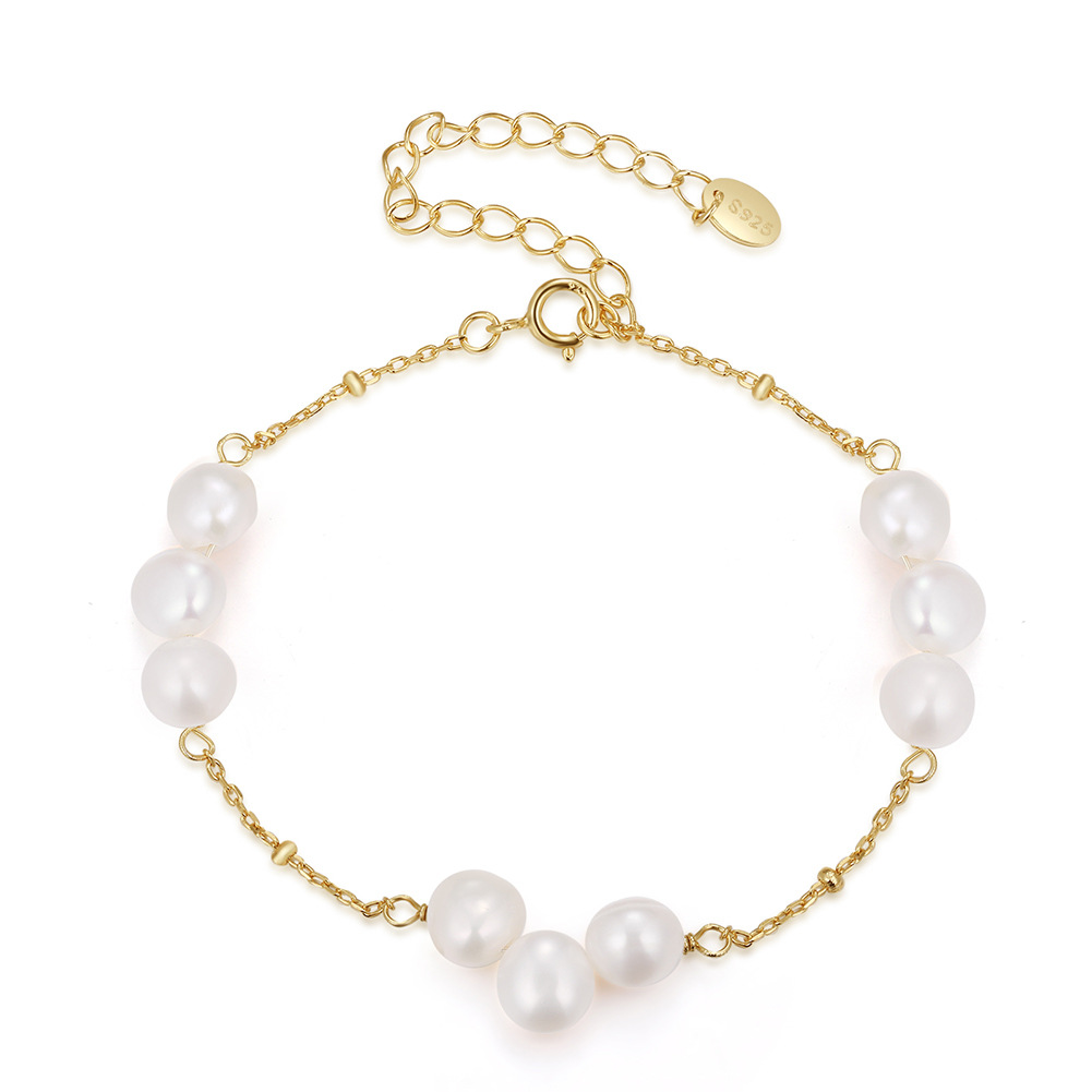 S925 Sterling Silver Bracelet with Freshwater Pearl for Woment