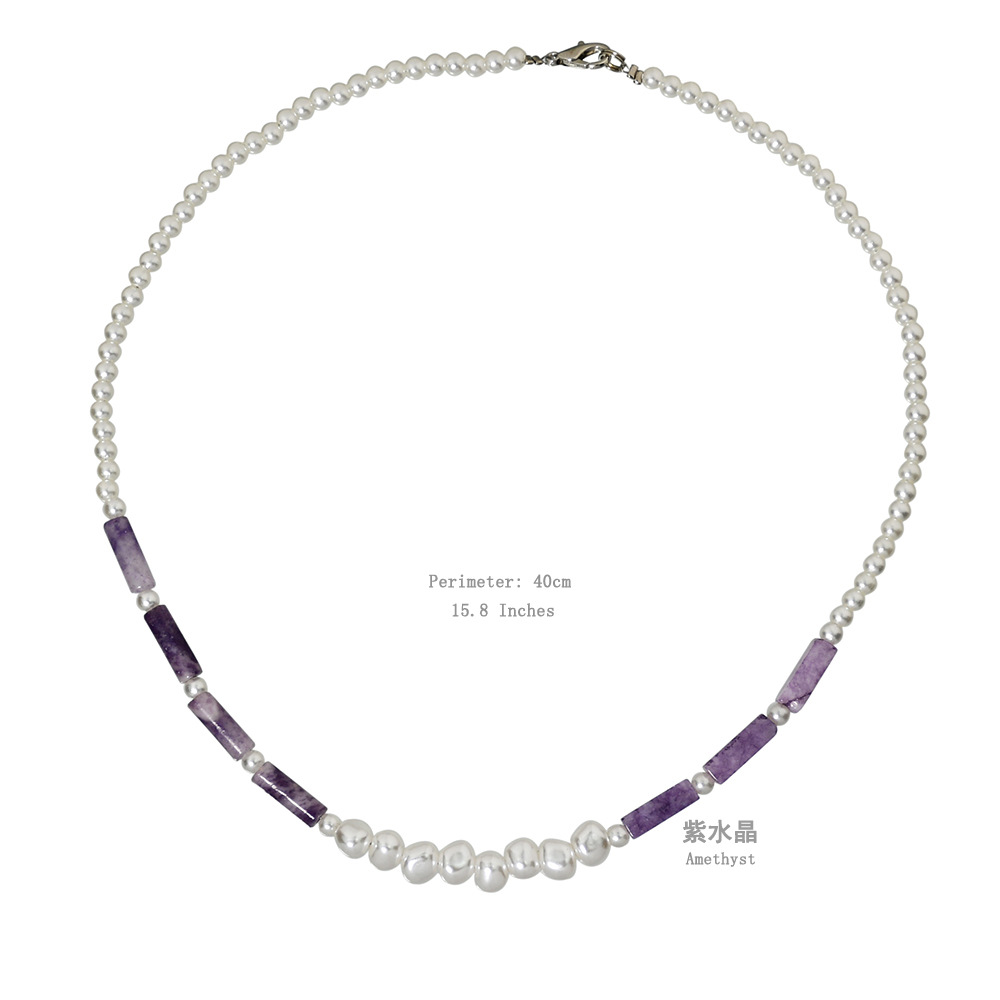 Bohemian-style Healing Crystal Necklace for Women Natural Stone Beaded Stretch Necklace Handmade Gemstone Spiritual Jewelry Gifts