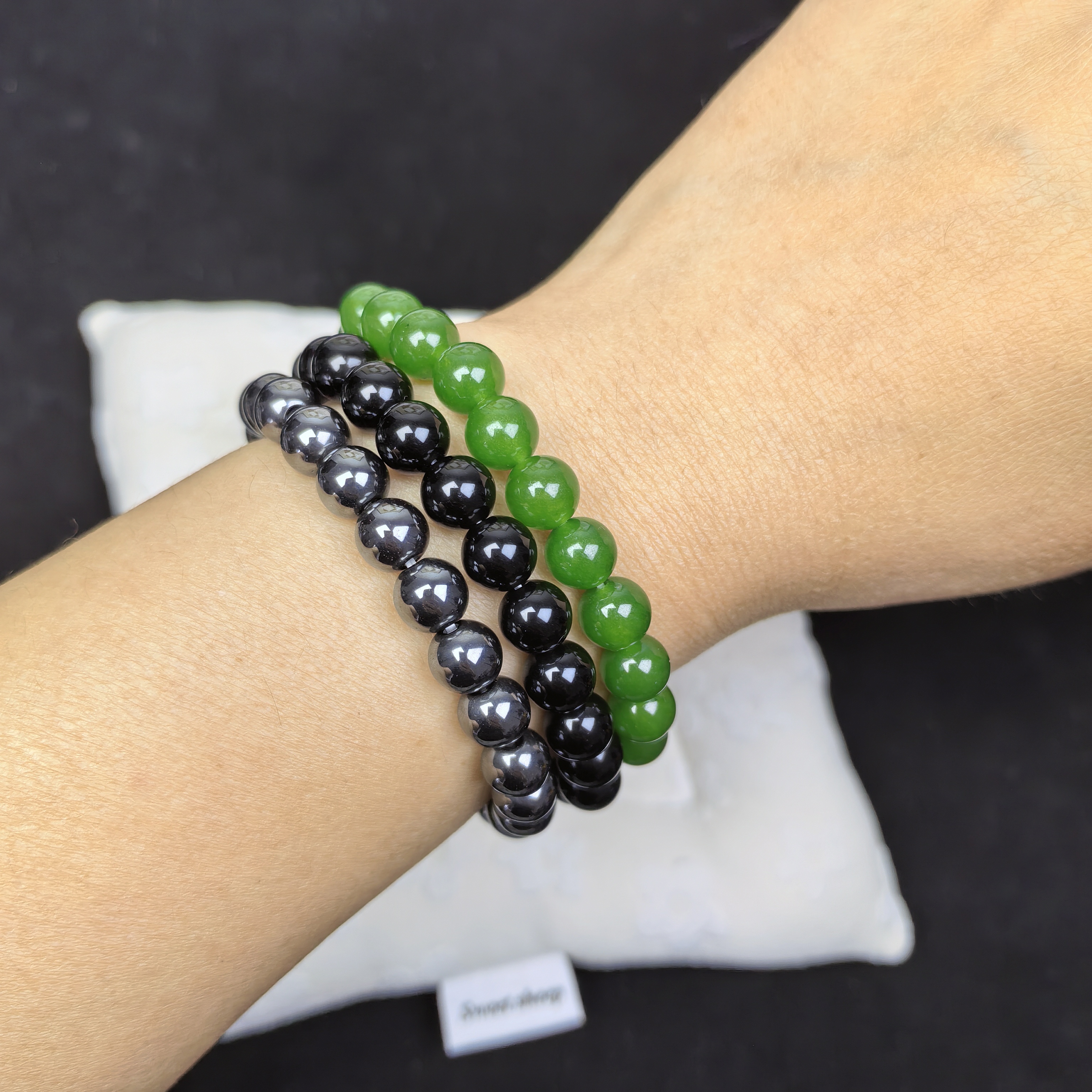 3pcs/set Healing Crystal Bracelets for Women 8mm Tiger Eye Hematite Black Obsidian Natural Stone Beaded Stretch Bracelet Triple Protection Handmade Gemstone Reiki Spiritual Jewelry Gifts