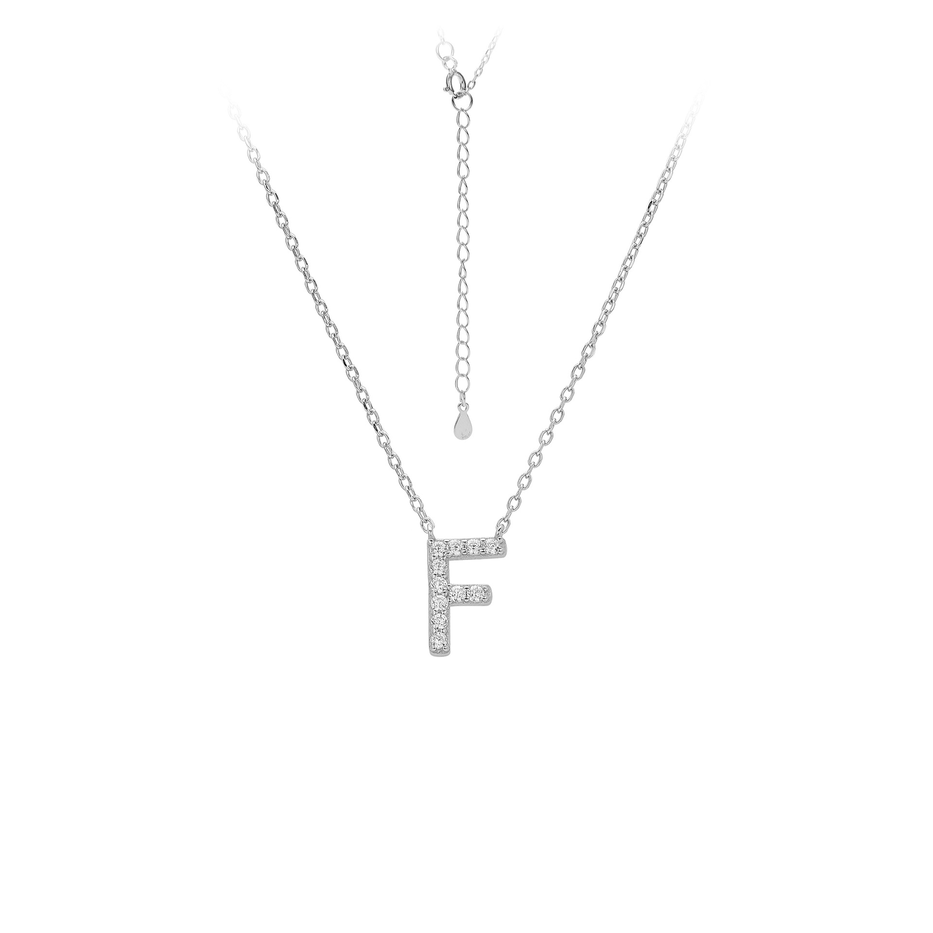 Dainty Initial Necklace S925 Sterling Silver Letter Pendant Necklace with Cubic Zirconia for Women