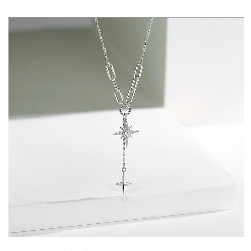 #236 925 Sterling Silver Pendant  Necklace with Cubic Zirconia Unique Casual Design