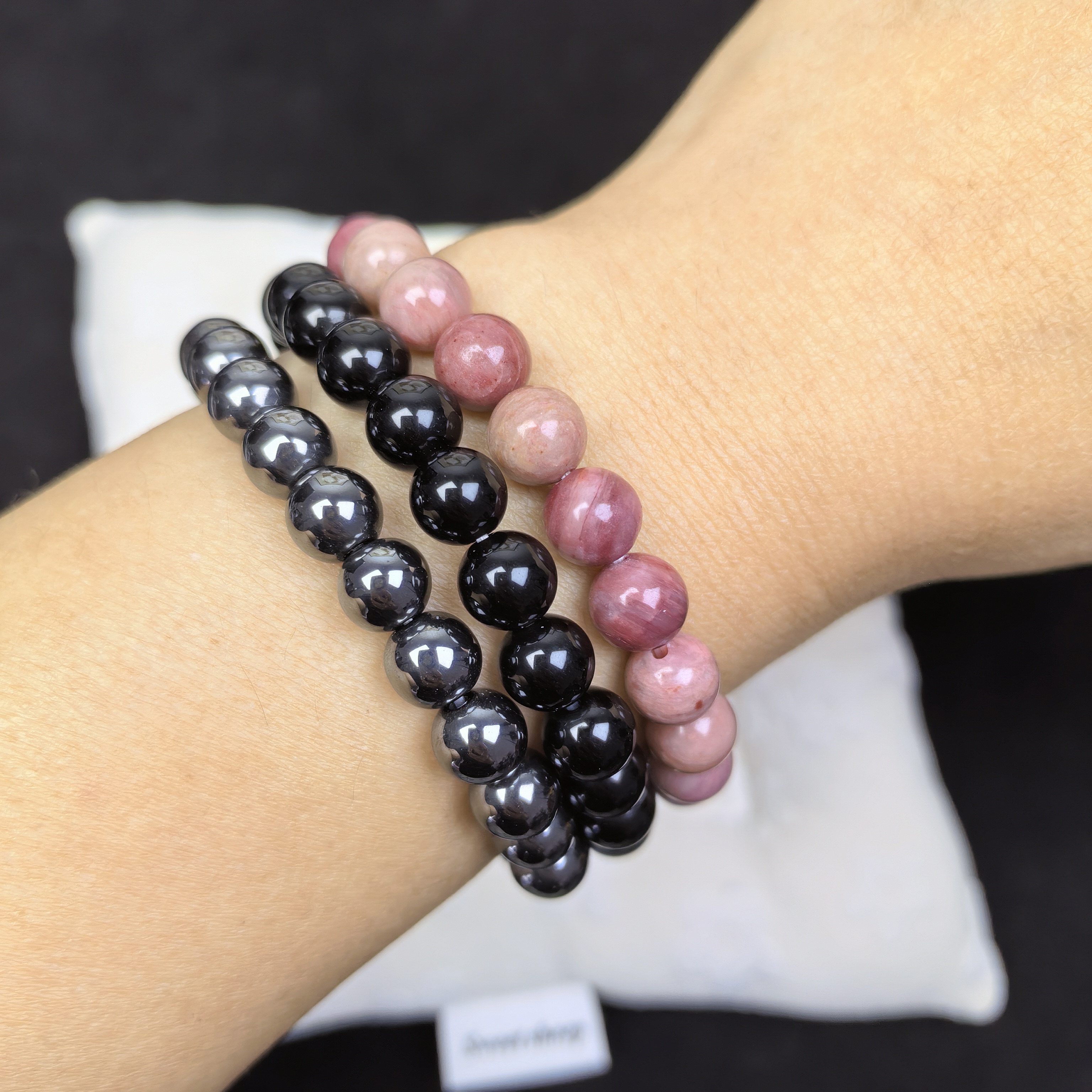 3pcs/set Healing Crystal Bracelets for Women 8mm Tiger Eye Hematite Black Obsidian Natural Stone Beaded Stretch Bracelet Triple Protection Handmade Gemstone Reiki Spiritual Jewelry Gifts