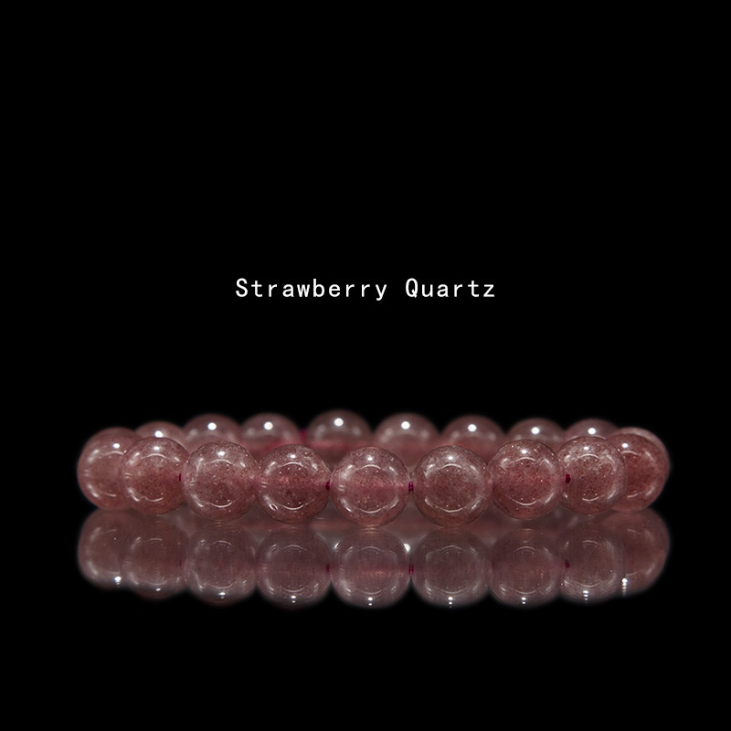 Strawberry quartz Bracelet for Women Natural Gemstone Round Stone Crystal Beads for Beaded Elastic Bracelet