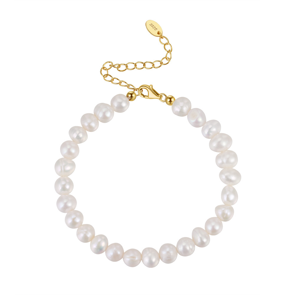 S925 Sterling Silver Bracelet with Freshwater Pearl for Woment