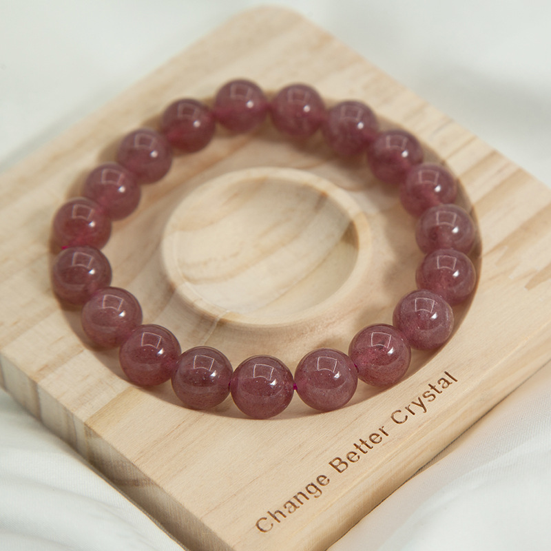 Strawberry quartz Bracelet for Women Natural Gemstone Round Stone Crystal Beads for Beaded Elastic Bracelet