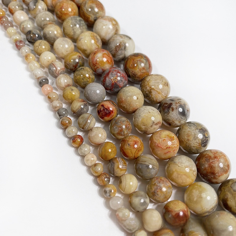 Natural Crazy Lace Agate Round Loose Semi Gemstone Beads for Jewelry Making