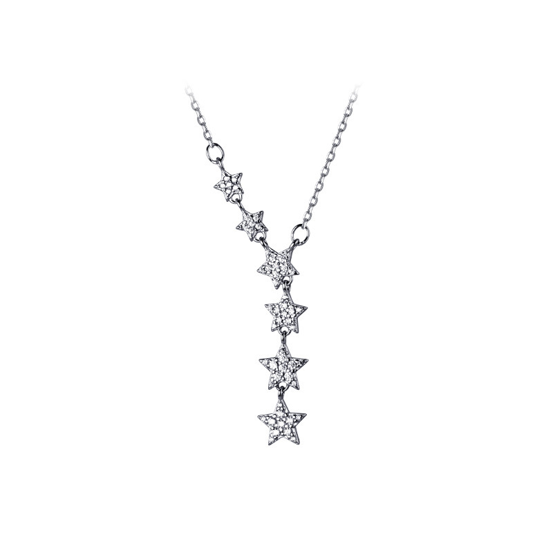 S925 Sterling Silver Pendant Necklace with Cubic Zirconia Casual Star Style