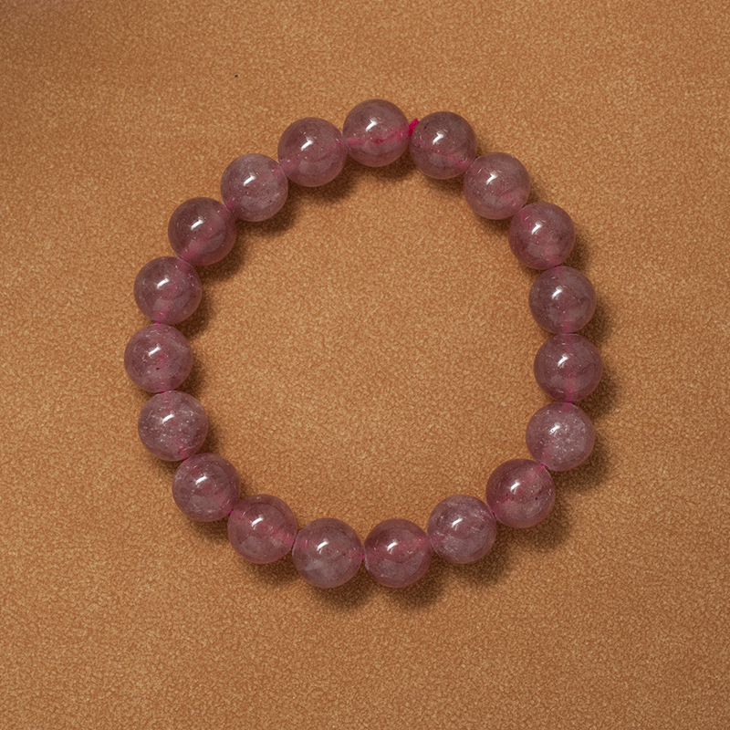 Strawberry quartz Bracelet for Women Natural Gemstone Round Stone Crystal Beads for Beaded Elastic Bracelet