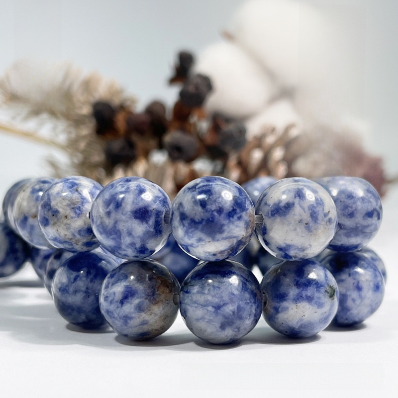 Natural Blue Spot Jasper Round Loose Semi Gemstone Beads for Jewelry Making