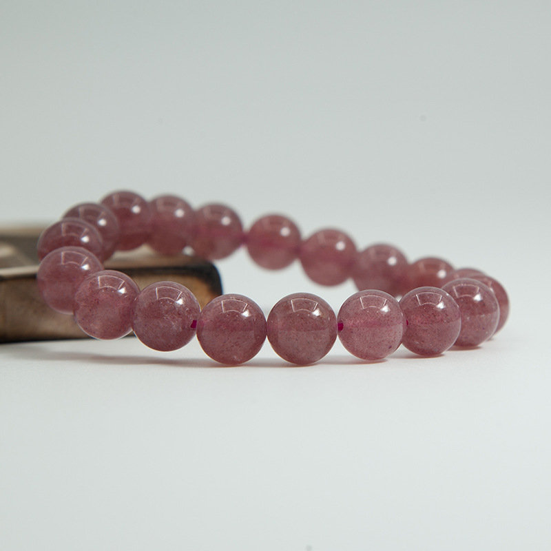 Strawberry quartz Bracelet for Women Natural Gemstone Round Stone Crystal Beads for Beaded Elastic Bracelet