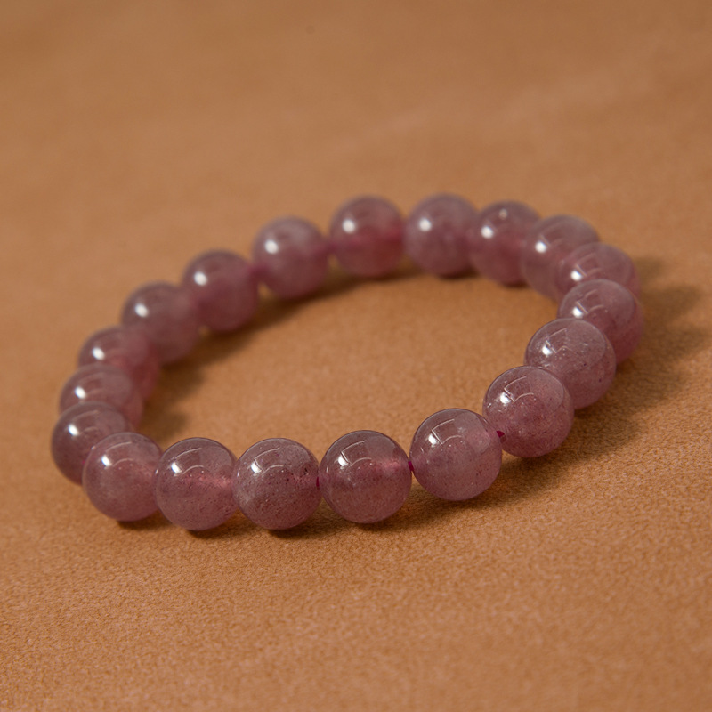 Strawberry quartz Bracelet for Women Natural Gemstone Round Stone Crystal Beads for Beaded Elastic Bracelet