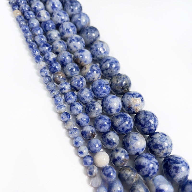 Natural Blue Spot Jasper Round Loose Semi Gemstone Beads for Jewelry Making
