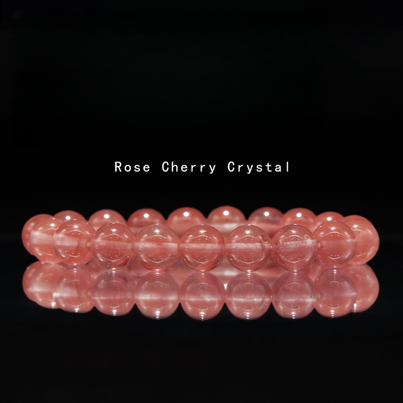 rose cherry crystal Bracelet for Women Natural Gemstone Round Stone Crystal Beads for Beaded Elastic Bracelet