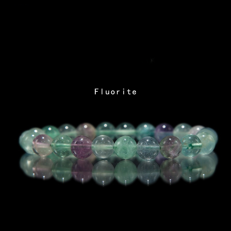 Fluorite Bracelet for Women Natural Gemstone Round Stone Crystal Beads for Beaded Elastic Bracelet