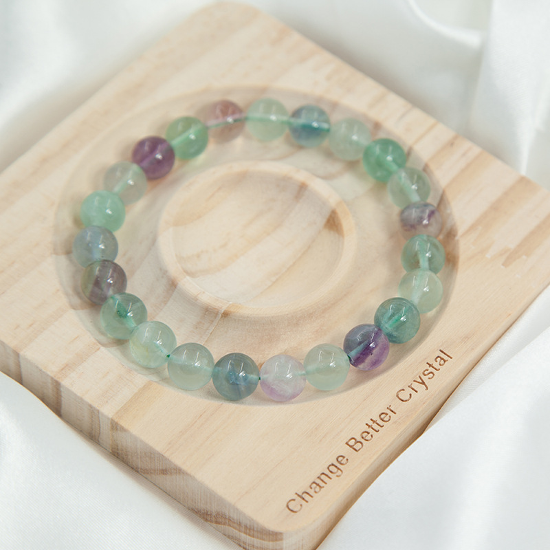 Fluorite Bracelet for Women Natural Gemstone Round Stone Crystal Beads for Beaded Elastic Bracelet