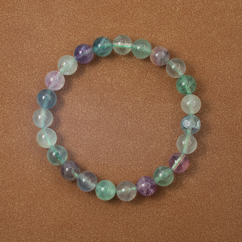Fluorite Bracelet for Women Natural Gemstone Round Stone Crystal Beads for Beaded Elastic Bracelet