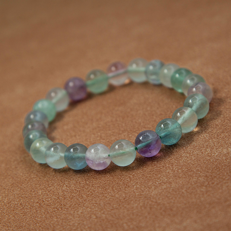 Fluorite Bracelet for Women Natural Gemstone Round Stone Crystal Beads for Beaded Elastic Bracelet